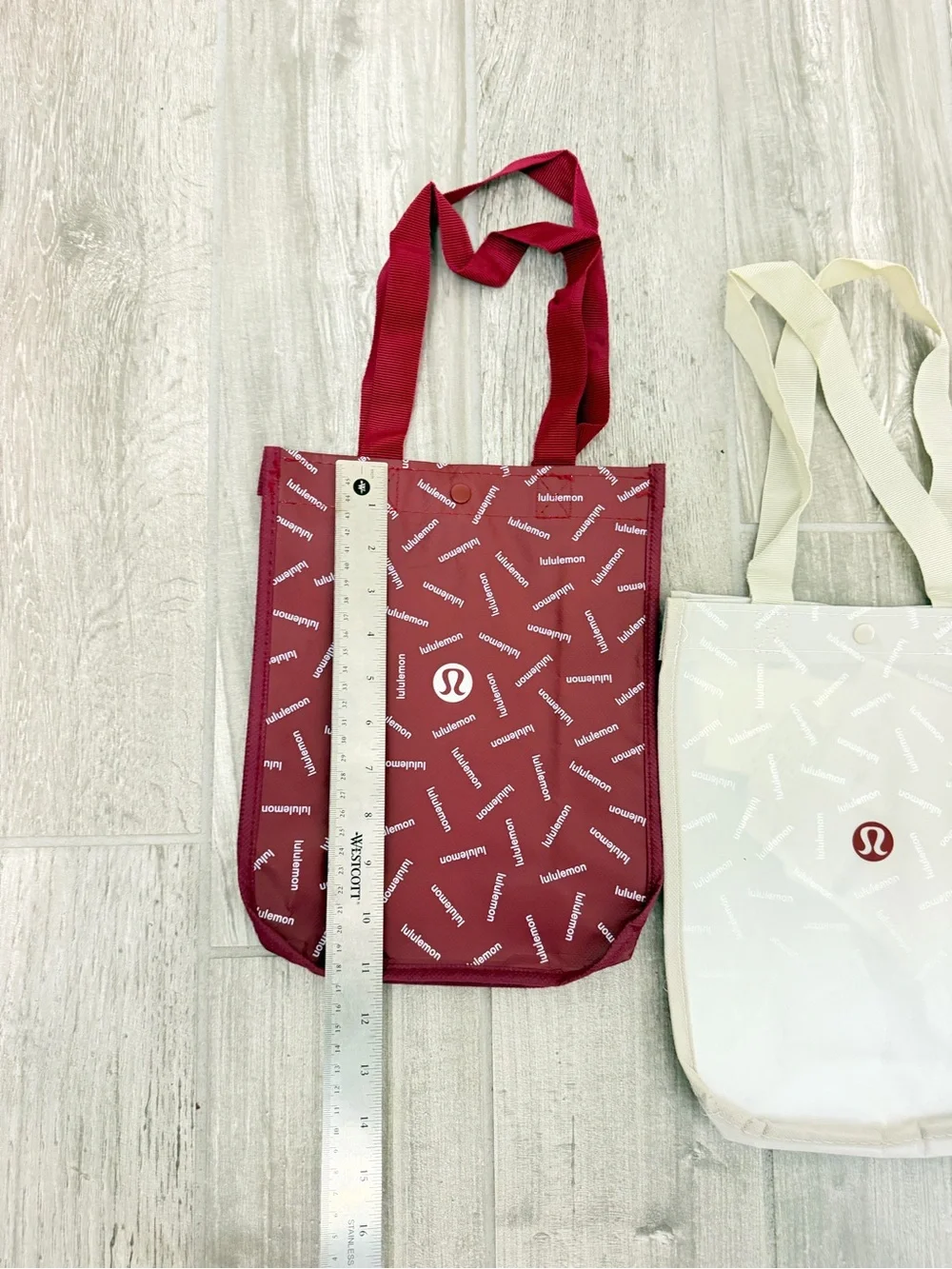 lululemon athletica Burgundy and Cream Logo Tote (3) Set